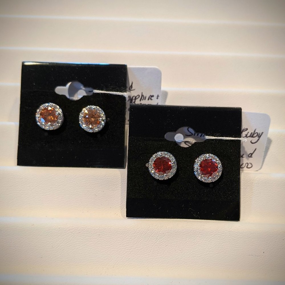 Simulated Gemstone Stud Earrings (Your Choice)